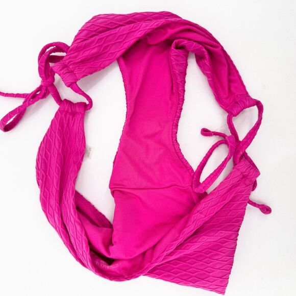 VICTORIA'S SECRET Pink Side-Tie Textured Fishnet Cheeky Bikini Bottom Size M - Picture 5 of 6